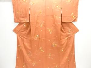 未使用品　絞り花車に家屋模様小紋着物